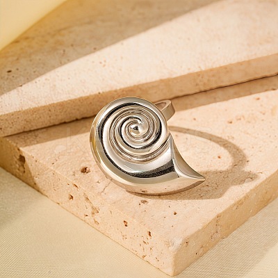 Adjustable 304 Stainless Steel Cuff Rings for Women RJEW-B135-03P-1