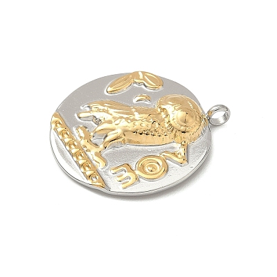 304 Stainless Steel Coin Pendants STAS-K252-19GP-1