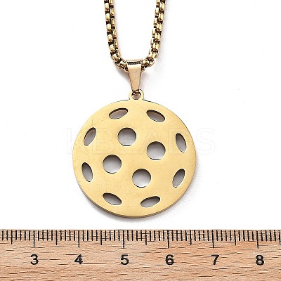 201 Stainless Steel Pickleball Pendant Box Chain Necklaces for Women Men LS-NJEW-H050-01A-G-1