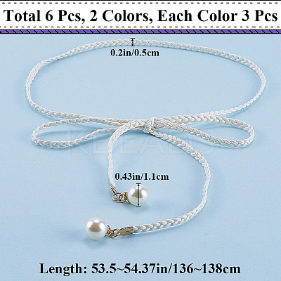 Imitation Leather Braided Chain Belts with Imitation Pearl AJEW-CP0008-67C-1