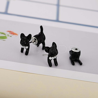 Alloy Cartoon Dog Front Back Stud Earrings JE913A-1