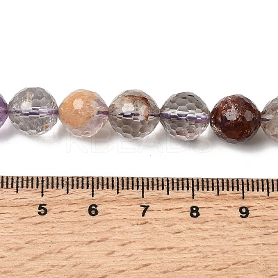 Natural Purple Phantom Quartz Purple Lodolite Quartz Round Beads Strands G-Z127-B01-10mm-1