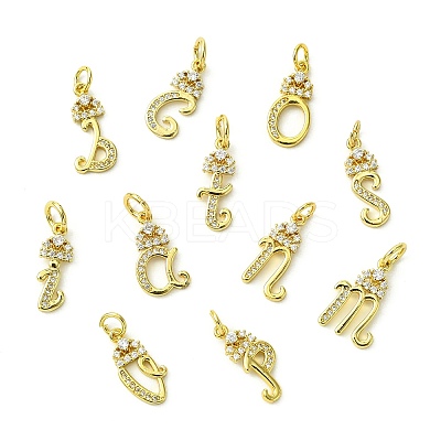 26Pcs 26 Styles Brass Micro Pave Cubic Zirconia Pendants KK-CJ0002-50-1