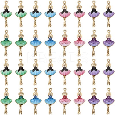 32Pcs 8 Colors Printed Alloy Pendants ENAM-SC0005-39-1
