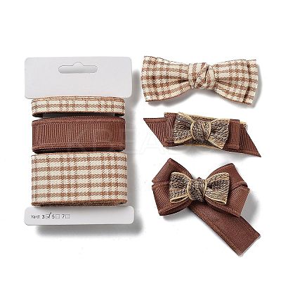 9 Yards 3 Styles Tartan Print Polyester Ribbon SRIB-C002-01F-1