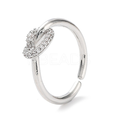 Knot Rack Plating Brass Micro Pave Clear Cubic Zirconia Open Rings RJEW-D020-10P-1