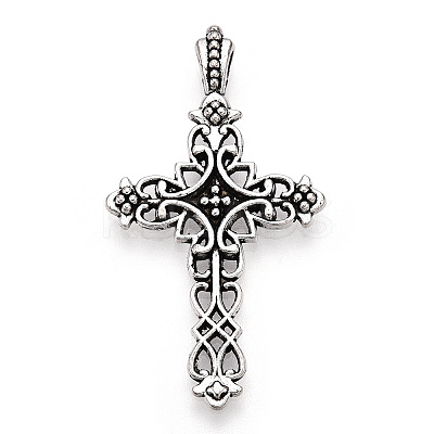 Tibetan Style Alloy Cross Gothic Pendants X-TIBEP-371-AS-LF-1