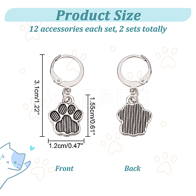 Alloy Paw Print Charm Locking Stitch Markers HJEW-PH01787-1