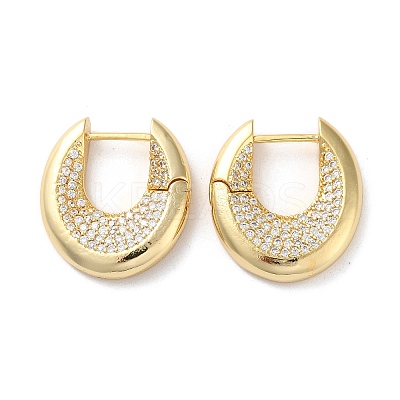 Brass Pave Cubic Zirconia Hoop Earrings for Women EJEW-M258-06G-A-1