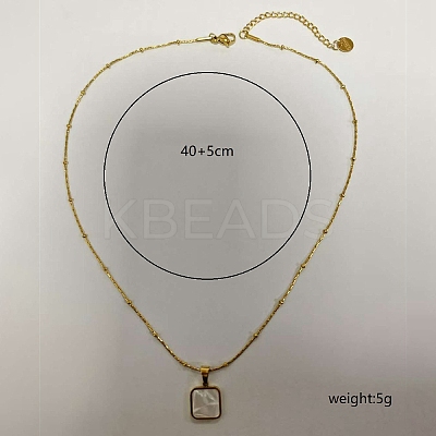Natural Shell Square Pendant Necklace EH4295-1-1