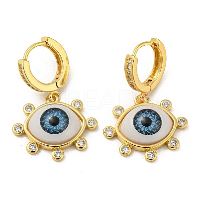 Eye Real 18K Gold Plated Brass Dangle Hoop Earrings EJEW-A033-04G-02-1