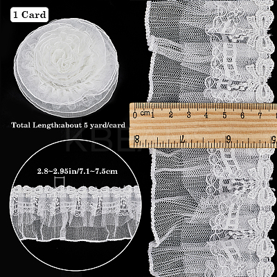 5 Yards Polyester Pleated Flower Lace Trim OCOR-GF0003-89A-1