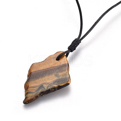 Natural Tiger Eyes Pendant Necklaces NJEW-JN02308-1