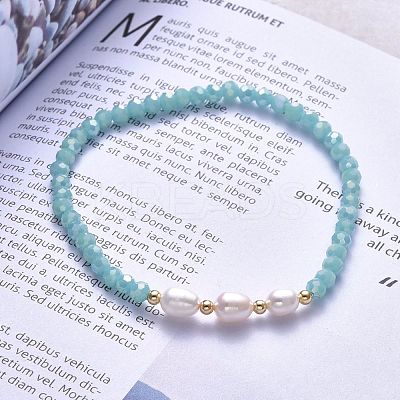 Faceted Glass Beaded Stretch Bracelets BJEW-JB05486-04-1