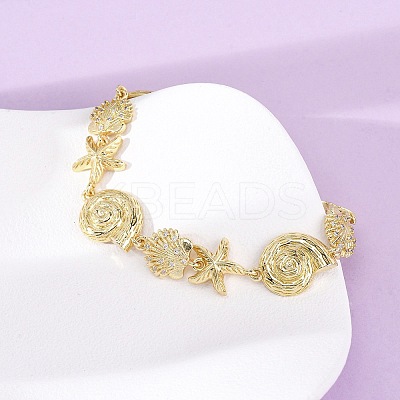Brass Micro Pave Clear Cubic Zirconia Link Bracelets for Women BJEW-H209-09B-G-1