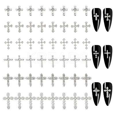 48Pcs 6 Styles Alloy Rhinestone Cabochons MRMJ-GO0001-02-1