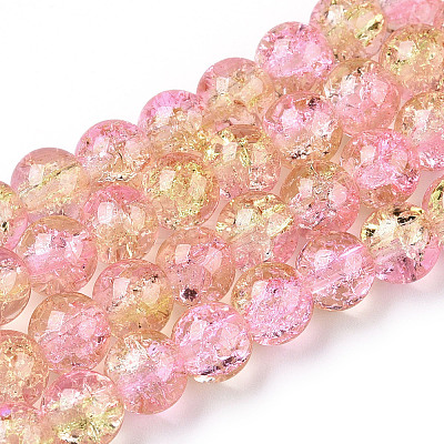 Spray Painted Crackle Glass Beads Strands LS-CCG-Q002-8mm-03-1