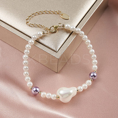 Shell Pearl Beaded Bracelets BJEW-L692-007G-1