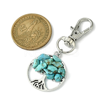 Flat Round with Tree of Life Tibetan Style Alloy Pendant Decorations HJEW-JM01743-01-1