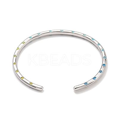 Brass Enamel Cuff Bangles for Women BJEW-G703-08A-P-1