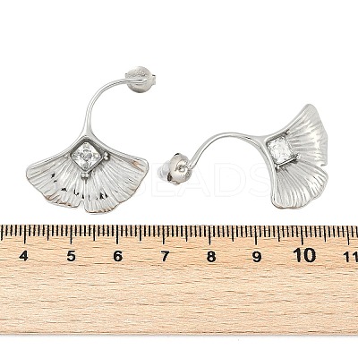 304 Stainless Steel Micro Pave Clear Cubic Zirconia Stud Earrings EJEW-F353-02P-1