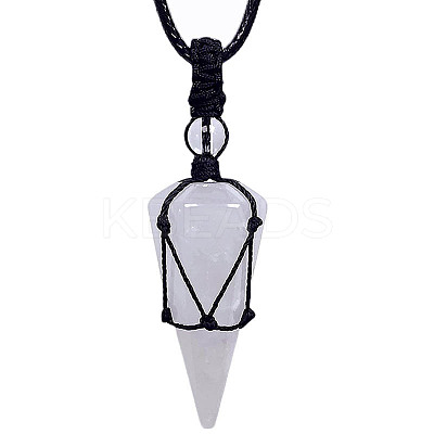 Natural Quartz Crystal Cone Pendant Necklaces PW-WG75823-04-1