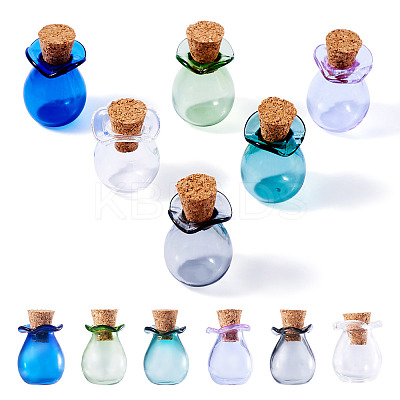 6Pcs 6 Colors Glass Bottles Ornament AJEW-TA0001-74-1