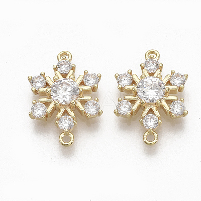 Brass Micro Pave Clear Cubic Zirconia Links ZIRC-Q021-059G-NF-1