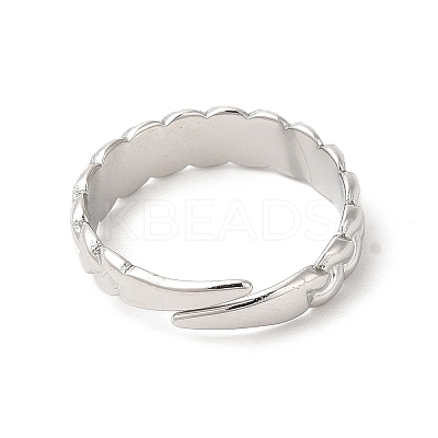 Non-Tarnish 304 Stainless Steel Twist Rope Shape Open Cuff Ring for Women RJEW-E063-31P-1
