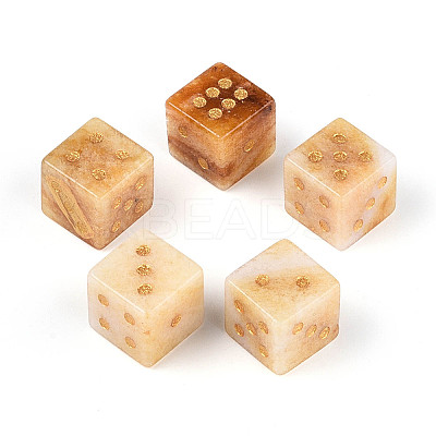 Natural Yellow Jade Carved Cube Dice T144-07H-1