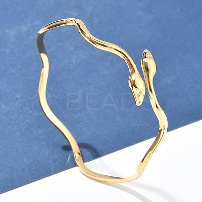 304 Stainless Steel Cuff Bangles for Women AJEW-P127-06G-1