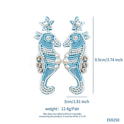 Summer Ocean Vacation Style Handmade Glass Seed Beaded Bohemian Dangle Stud Earrings PW-WGFE95A-04-1