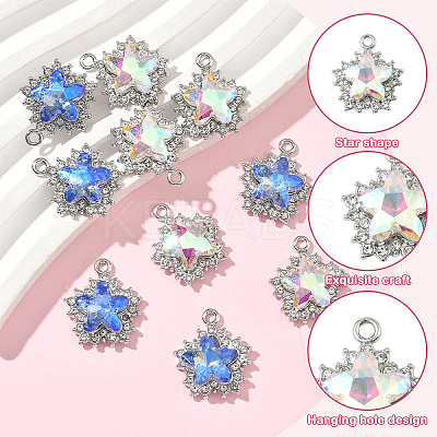 10Pcs 2 Colors Rack Plating Alloy with Rhinestone Pendants FIND-YW0006-90-1