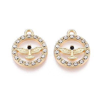 Rack Plating Alloy Rhinestone Pendants PALLOY-T091-22A-G-1