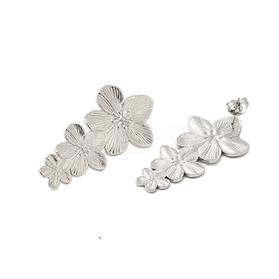 304 Stainless Steel Flower Stud Earrings for Women EJEW-U020-17P-1