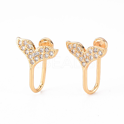Brass Micro Pave Clear Cubic Zirconia Cuff Earrings EJEW-Q703-002-NF-1