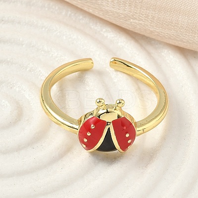 Brass Enamel Cuff Rings for Women RJEW-F196-02C-G-1