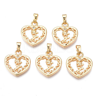 Brass Micro Pave Clear Cubic Zirconia Pendants KK-N233-166-1
