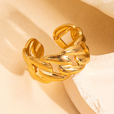 201 Stainless Steel Oval Link Chain Cuff Rings FS-WG16057-09-1