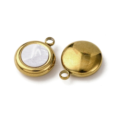 304 Stainless Steel Resin Pendants STAS-P406-15C-G-1