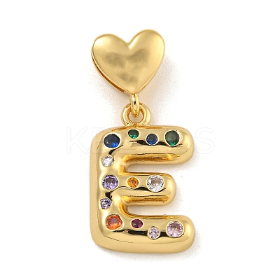 Brass Micro Pave Colorful Cubic Zirconia Pendants KK-P281-01G-E-1