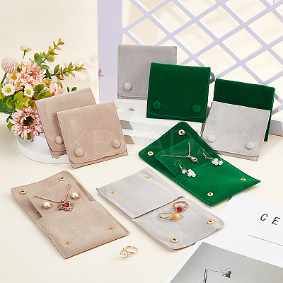 Lint Cloth Jewelry Gift Pouches with Snap Fastener ABAG-WH0045-08A-1