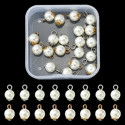 20Pcs 2 Colors Resin Imitation Pearl Round Charms RESI-YW0001-42-1