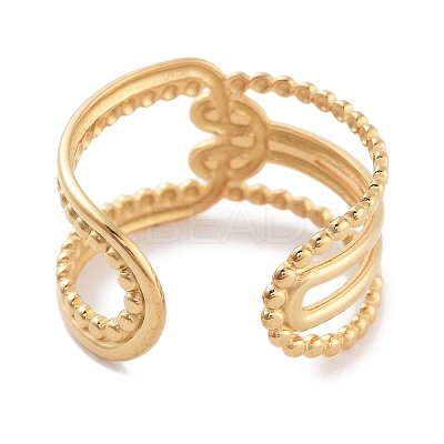 304 Stainless Steel Oval Open Cuff Rings for Women RJEW-K273-07G-1