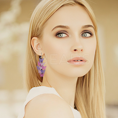 4 Pairs 4 Colors Brass Butterfly Dangle Earrings EJEW-AN0003-80-1