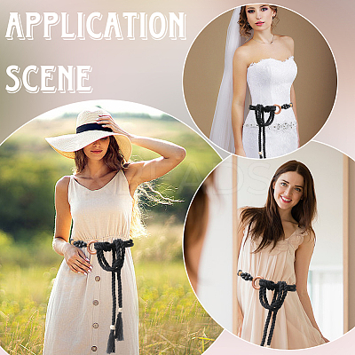 Handmade Weaving Cotton Waist Chain Belts for Women Ladies Dress AJEW-WH20017-73D-1