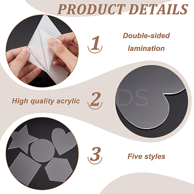 5Pcs 5 Style Transparent Acrylic Cup Mats AJEW-BC0006-83-1