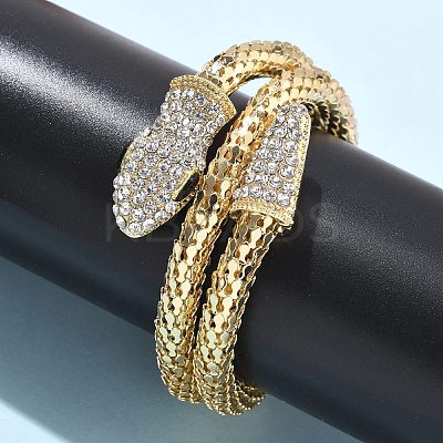 Snake Alloy Rhinestone Bangles for Women BJEW-G085-01G-02-1