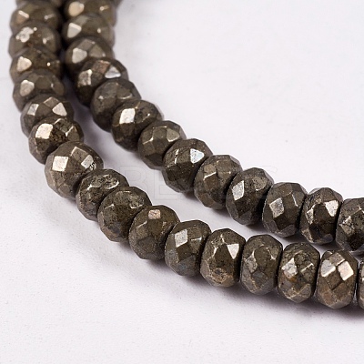 Natural Pyrite Beads Strands G-L051-4x3mm-01-1