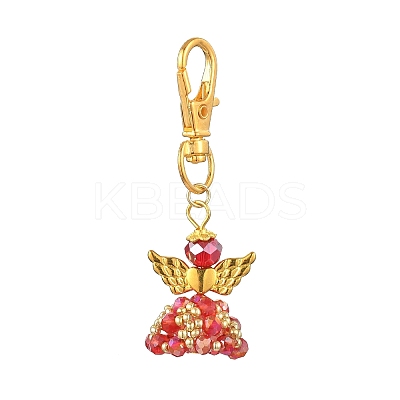 Angel Glass & Alloy Pendant Decorations HJEW-MZ00360-08-1